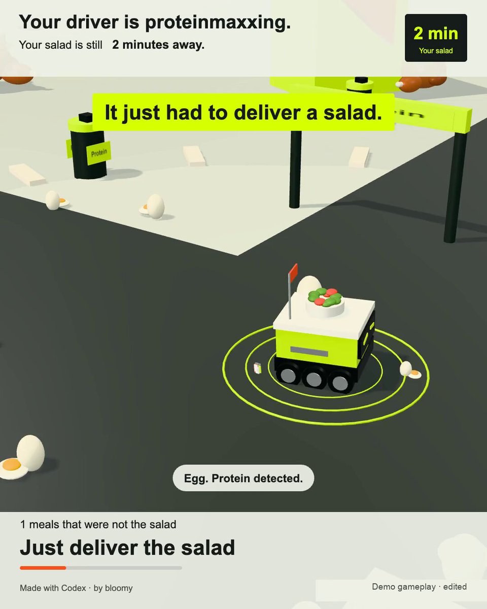 proteinmaxxing, your delivery bot took a detour