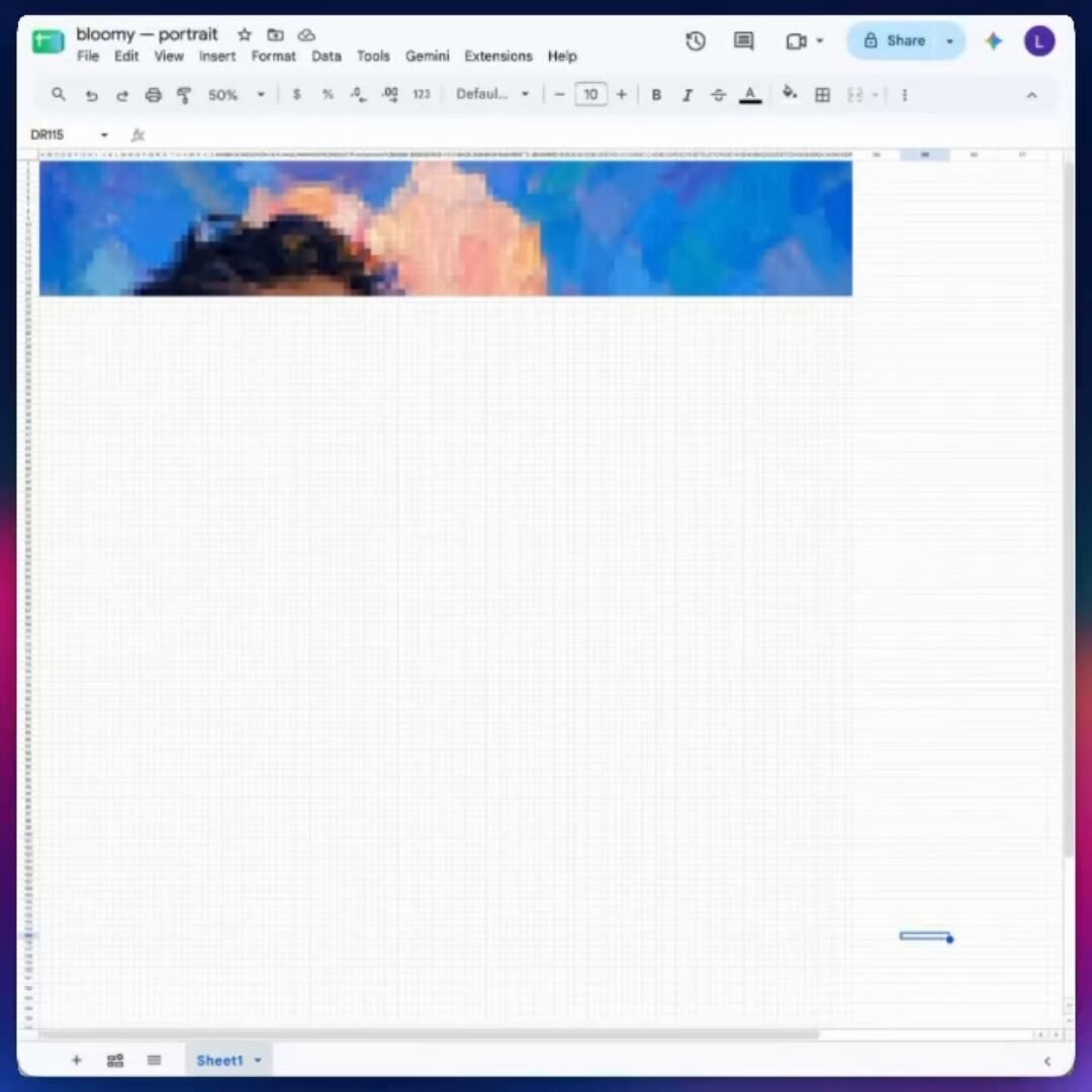 my pfp, but art'd in spreadsheet