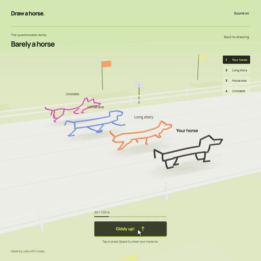 sketch derby, draw your own racehorse